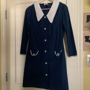 Vintage blue pleated dress